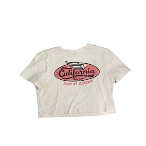 Cropped White and Pink California Graphic Cropped Tee